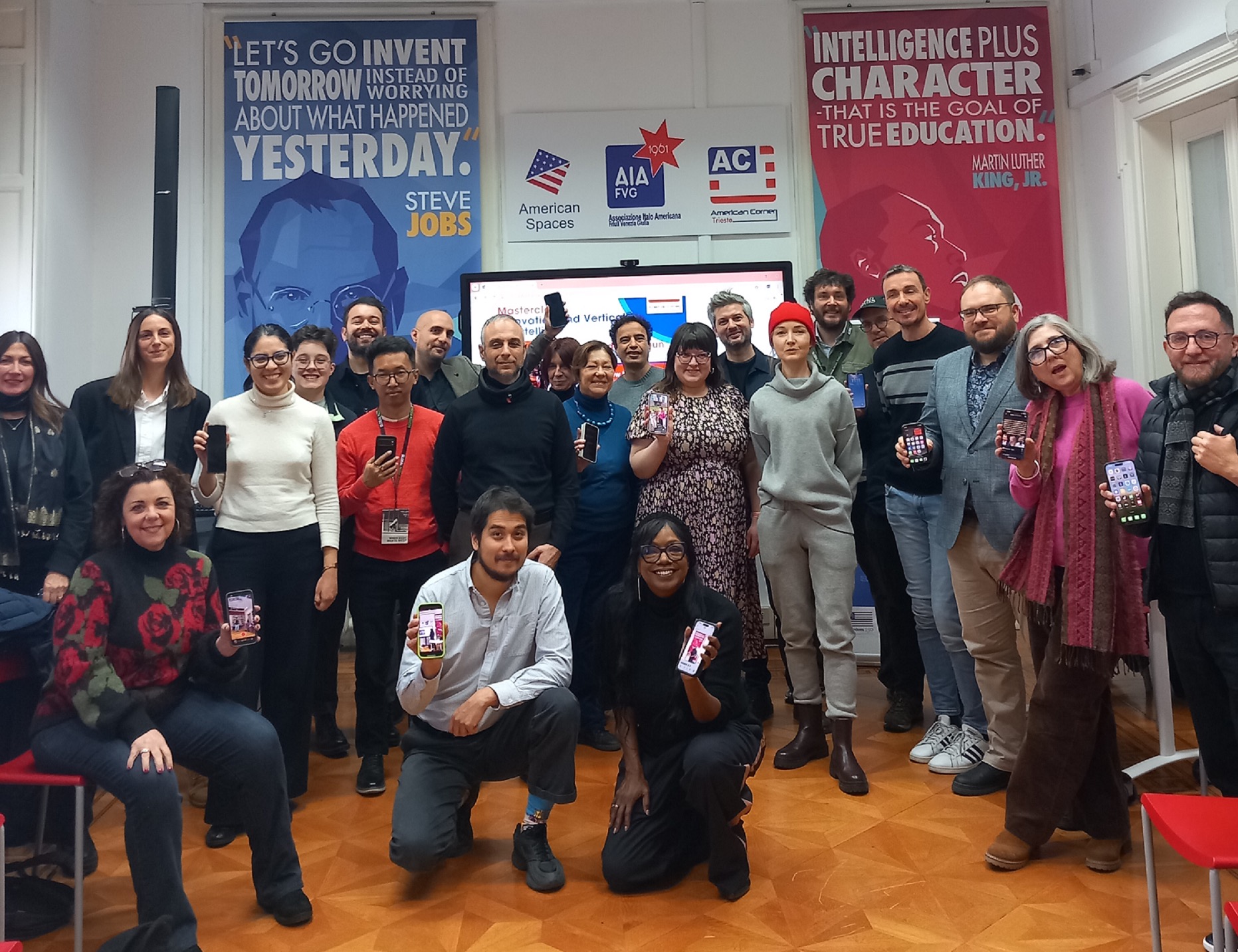 Group photo from Wendy Calhoun's masterclass at American Corner Trieste