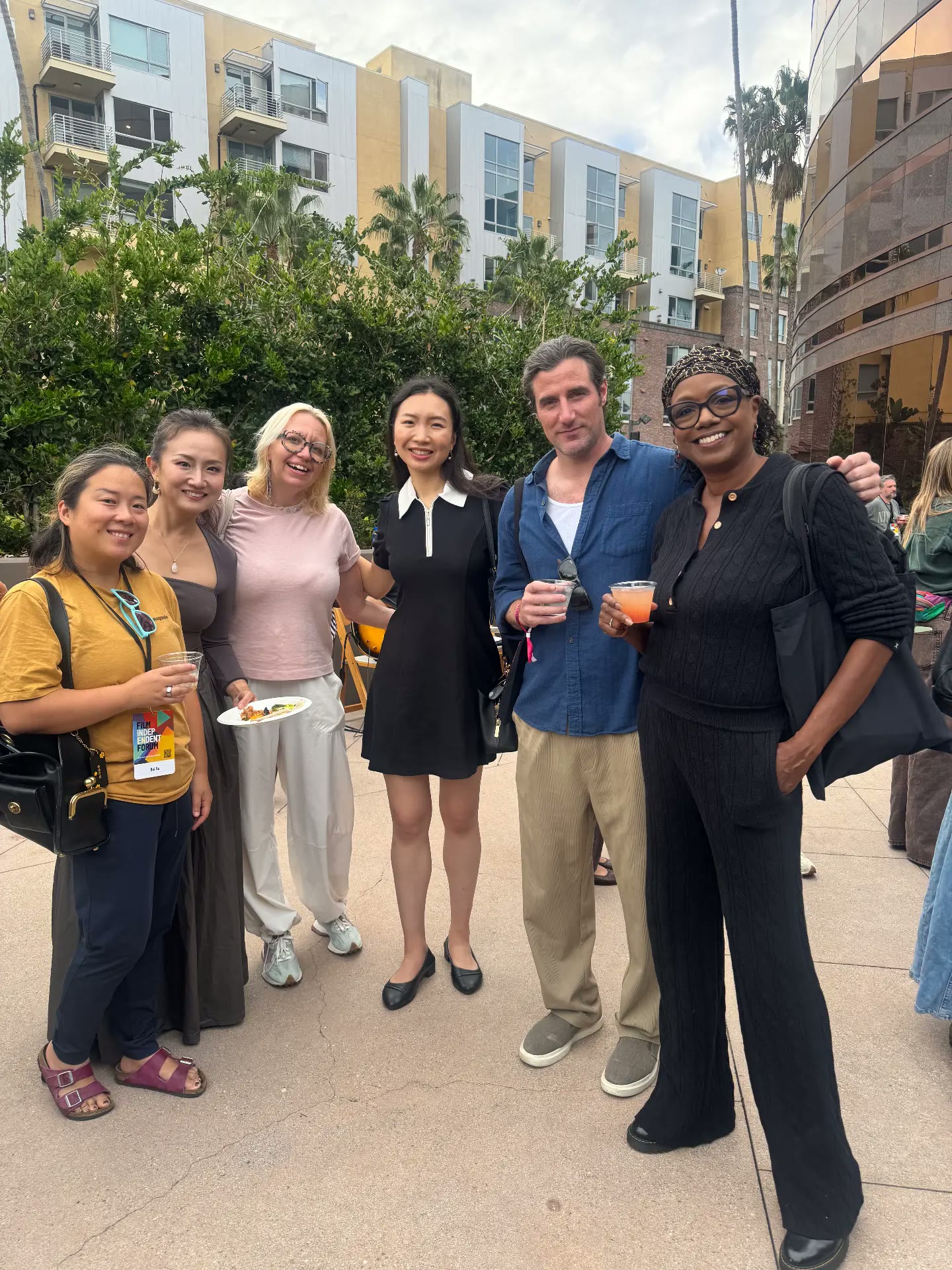 Wendy Calhoun with panelists and attendees at the Film Independent Forum reception