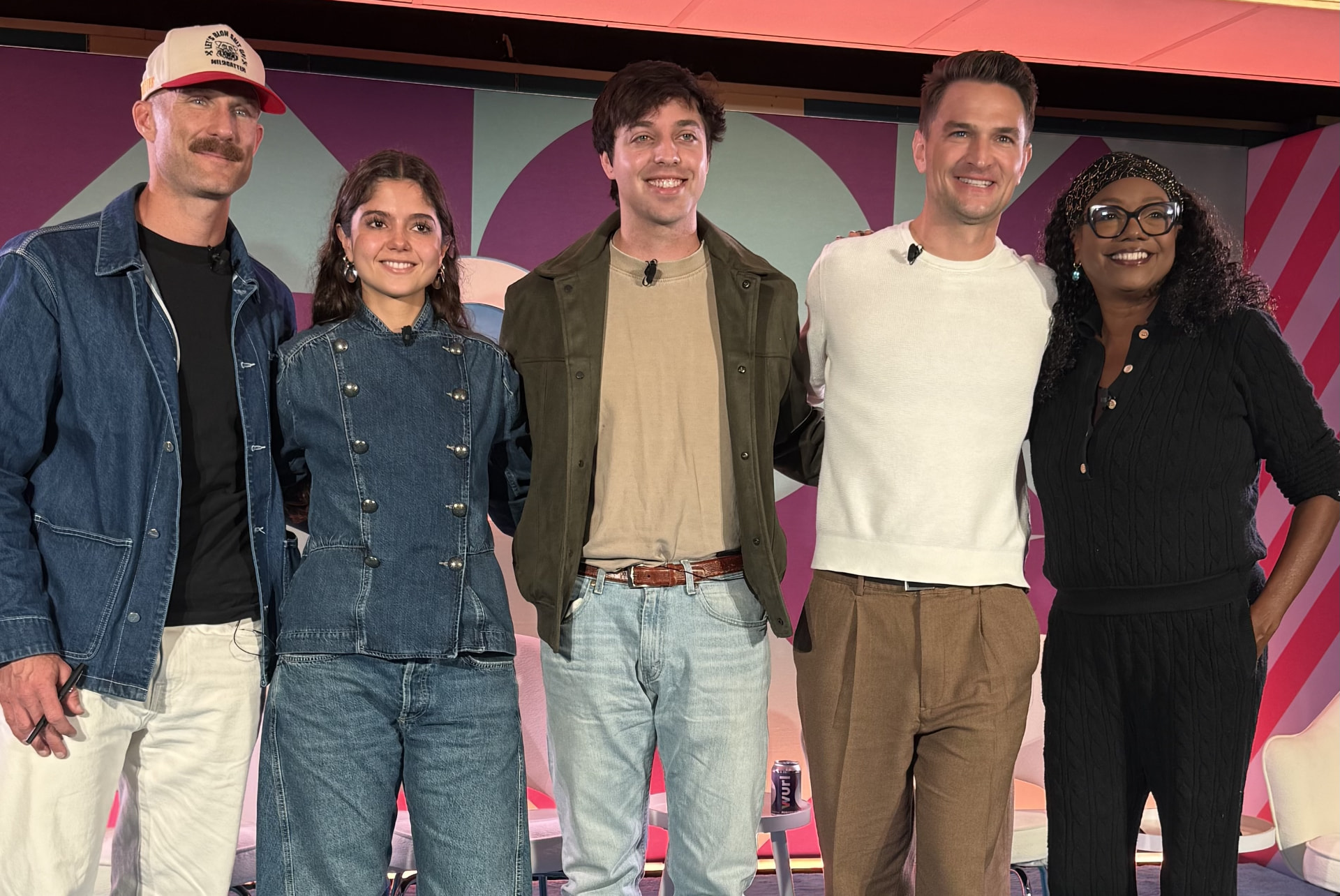 Wendy Calhoun with fellow panelists Tim McArdle, Chloe Forero, Gray Fagan, and Adam Wescott on the Advertising Week New York stage